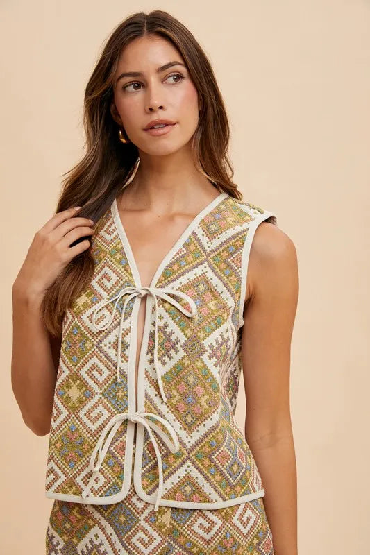 トップス Eaphi jacquard long vest APEXFWDT Womens Fashion Sleeveless Blazer Vest Spring Casual