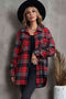 Plaid Collared Neck Button Up Jacket with Pockets