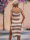 striped tie shoulder beach cover up