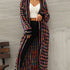 multicolored open front long cardigan