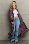 Multicolored Open Front Long Cardigan