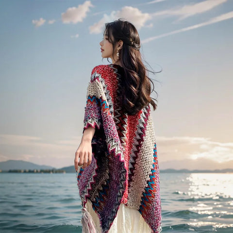Ethnic Soft Knit Poncho