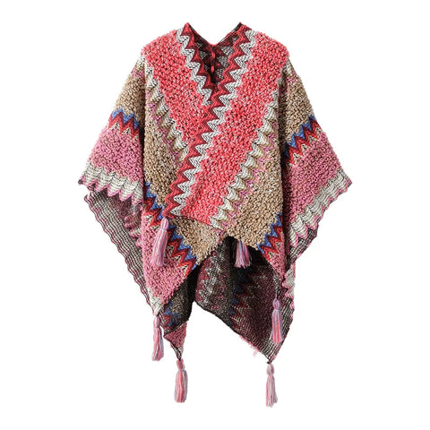 Ethnic Soft Knit Poncho