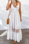 boho buttoned spliced lace maxi dress