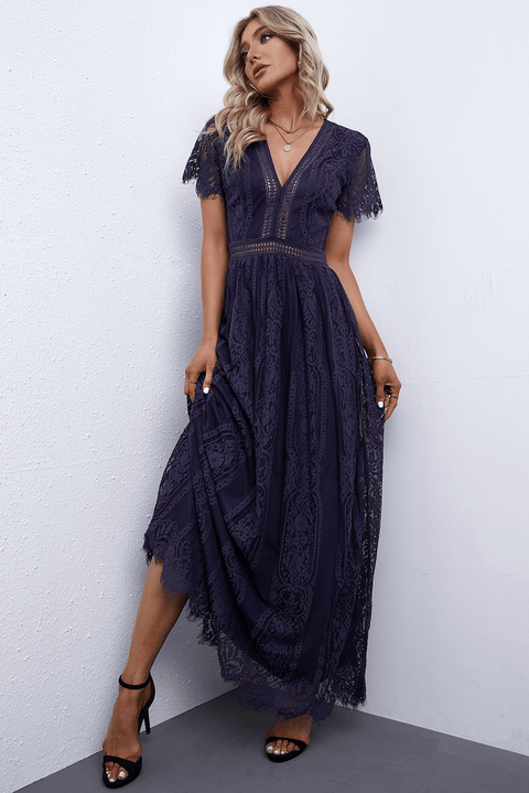 Scalloped Trim Maxi Dress