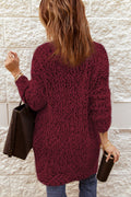 popcorn knit longline cardigan sweater