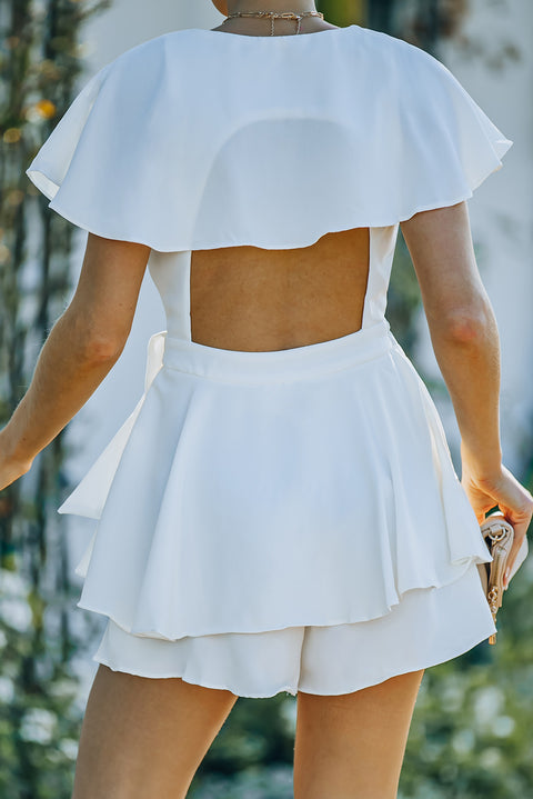 boho tie-waist surplice layered romper