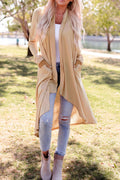 high low open front pockets long sleeve cardigan