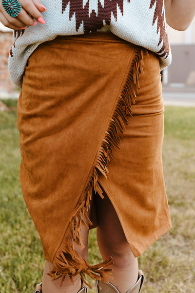 Tan skirt hotsell with tassels