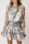 floral lantern sleeves bohemian mini dress