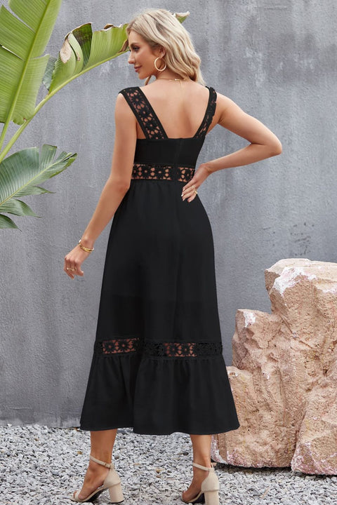 openwork sleeveless boho midi dress