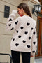 heart pattern lantern sleeve pullover sweater