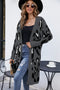 long animal print cardigan with pockets