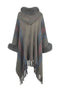 Color Block Fringe Detail Poncho