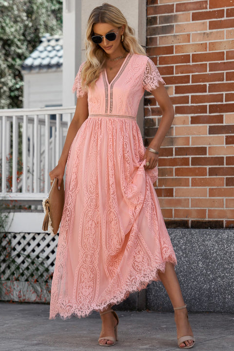 Scalloped Trim Maxi Dress