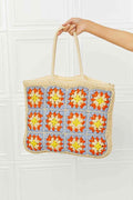 Vintage Crochet Straw Tote Bag