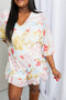 bohemian floral print v-neck romper