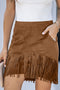 boho fringe zip-back skirt with pockets