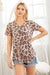 Heimish Full Size Leopard V-Neck Short Sleeve T-Shirt