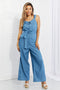 button front denim jumpsuit