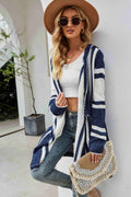 long striped hooded cardigan