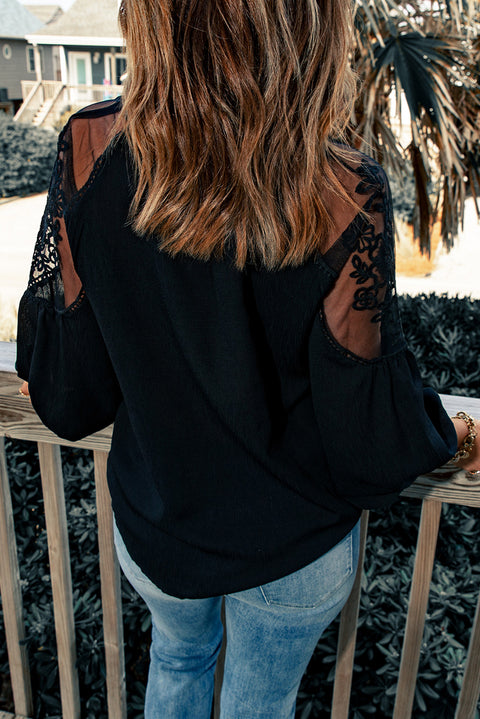 boho embroidered tie neck puff sleeve blouse