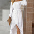 white boho ruffle maxi dress