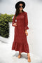 Red Bohemian Long Sleeve Maxi Dress