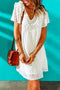 white swiss dot boho mini dress