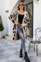 long animal print cardigan with pockets