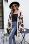 long animal print cardigan with pockets