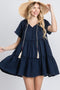 boho tassel tie tiered mini dress