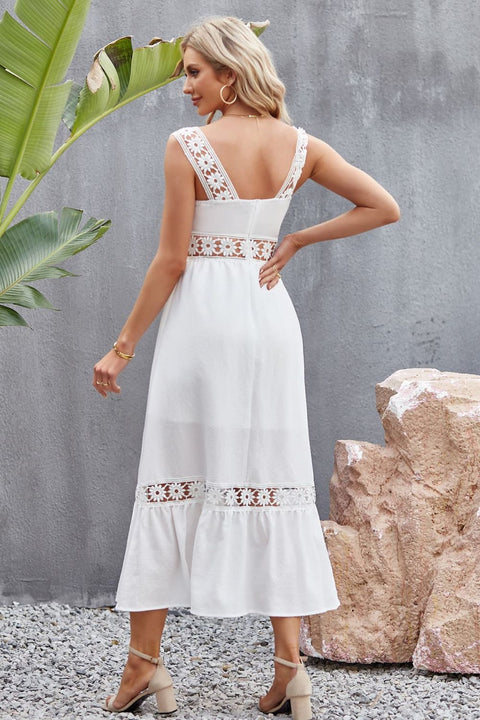 openwork sleeveless boho midi dress