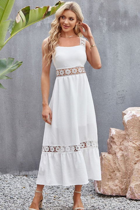 openwork sleeveless boho midi dress