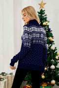 Christmas Snowflake Fair Isle Turtleneck Sweater