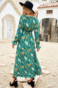 green bohemian floral maxi dress