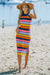 multicolored boho knitted midi dress
