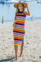 multicolored boho knitted midi dress