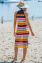 multicolored boho knitted midi dress